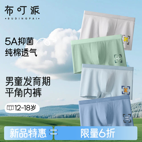 青少年夏季平角内裤男生初中高中学生青春发育期5A抑菌大码四角裤