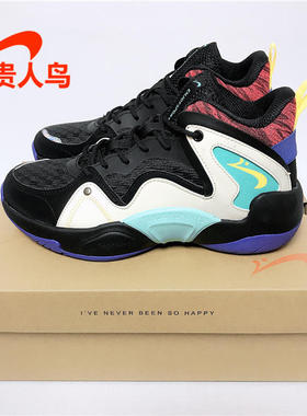 贵人鸟正品男鞋2024冬季新款运动中帮皮面防滑耐磨篮球鞋L15C21