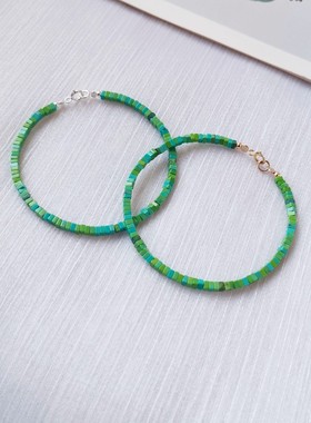 天然原矿绿松石水晶手链女小众设计