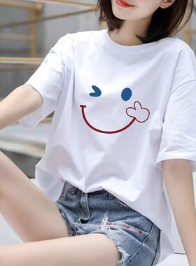 2026潮牌短袖t恤夏季男女情侣宽松大码纯棉圆领短袖体恤