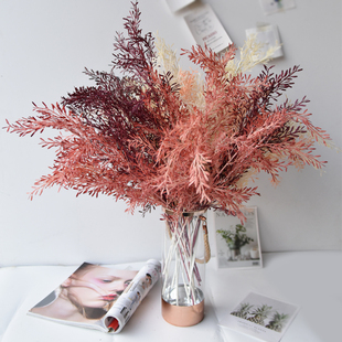 合欢草仿真花米粒草红色系婚礼秋色塑料迷雾草婚庆路引堂装饰假花