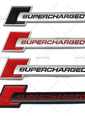 SUPERCHARGED车贴标 涡轮增压改装车金属贴侧标贴 适用于奥迪