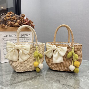 手工编织草编包女士内衬草编度假包手提包伴手礼篮子编织包