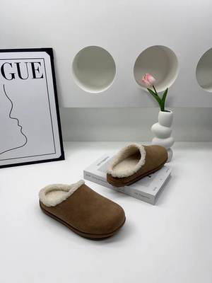 2025年新款加绒包头半拖鞋女外穿毛毛拖鞋秋冬懒人内增高棉拖女鞋