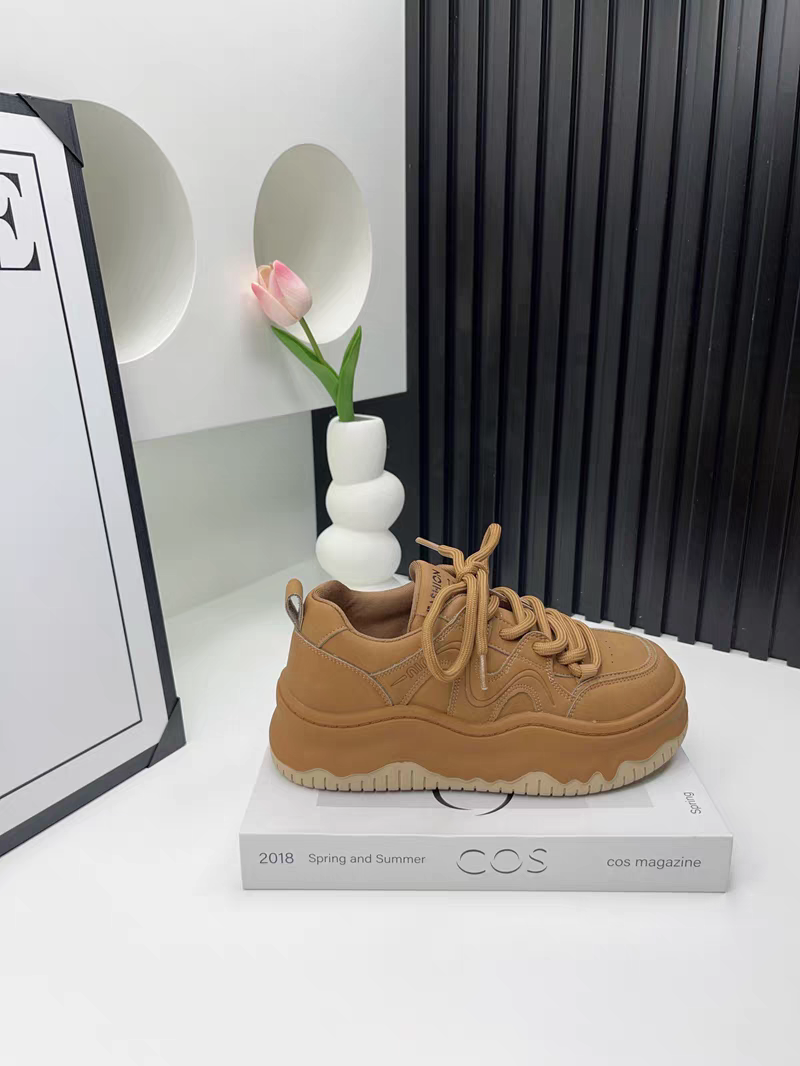 2025年新款系带厚底女鞋增高板鞋运动休闲鞋四季单鞋百搭女鞋子潮
