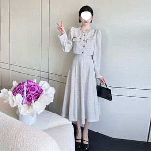 夏季女装2026新款连衣裙独特上衣小香风套装盐系轻熟两件套装高腰