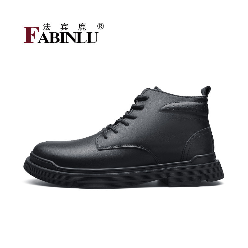 真皮马丁靴男中帮秋冬英伦风百搭商务工装靴子复古潮高帮休闲皮鞋,流行男鞋,高帮鞋,淘宝优惠券,粉丝福利购,淘宝优惠卷