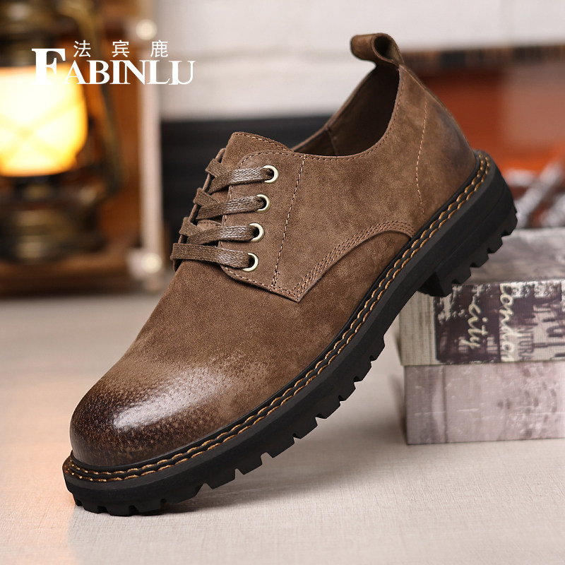 法宾鹿工装鞋休闲真皮翻毛马丁鞋