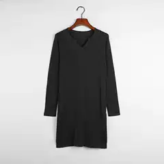 Sunshine Home Autumn Foreign Trade European and American Women's Clothing Blended Fabric V-Neck Long Sleeve Pullover Knitted Sweater Dress