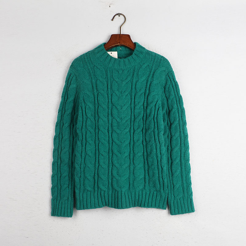 阳光家 孤秋冬季新款韩版女装圆领麻花厚款毛衣针织衫外套