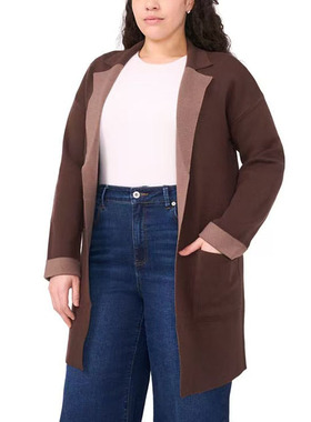 阳光家 秋冬外贸欧美HAL@根好品质长款大码女装翻领毛衣外套开衫