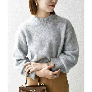 厚毛衣针织衫 阳光家 圆领长袖 外贸日单毛绒绒暖和面料女装 秋冬季