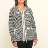 开衫 阳光家 外套 女装 小香风圆领披肩针织衫 孤秋冬季 外贸欧美大码