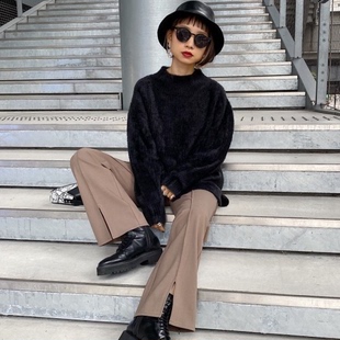 阳光家 秋冬季新款外贸日单水貂绒柔软宽松大码女装毛衣厚针织衫