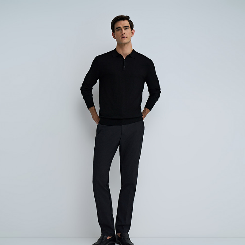 外贸欧美大码男装翻领毛衣