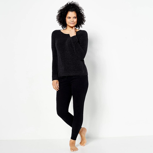 圆领家居服上衣针织衫 阳光家 女装 外贸欧美BD软绵绵大码 秋冬新款