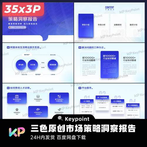 35页红蓝紫三色原创市场策略洞察报告工作汇报PPT模板大师ppt技巧