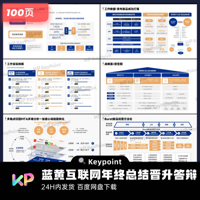 100页黄蓝互联网年终总结晋升答辩PPT模板Keypoint大师ppt设计