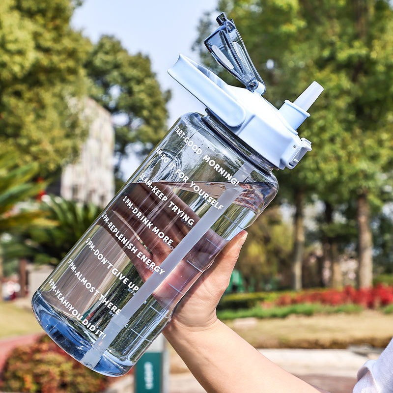 超大容量水杯2000ml高颜值太空杯带吸管刻度运动杯子户外便携水壶