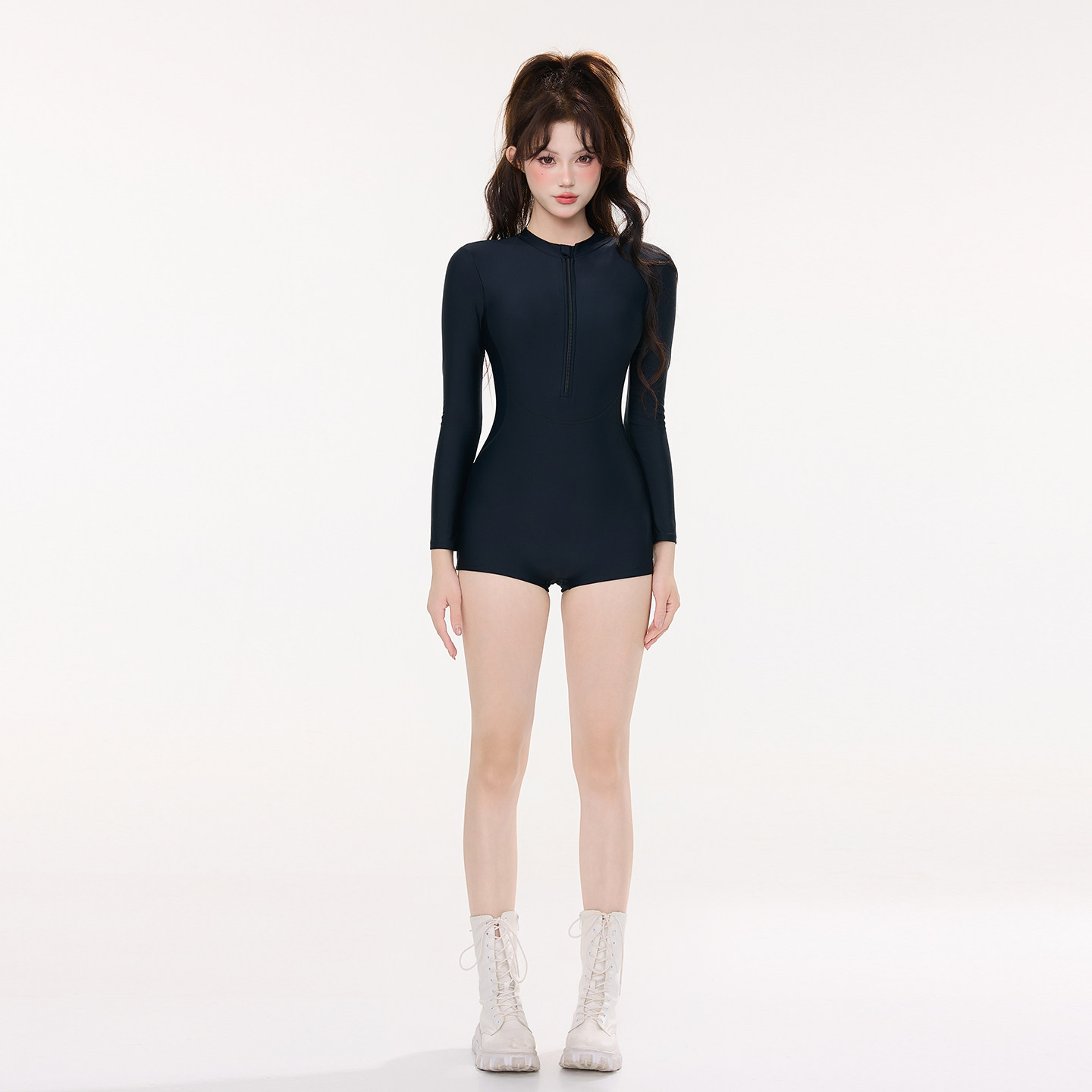 泳衣女款2026年新款连体长袖防晒专业竞速泳装微胖遮肉保守温泉女