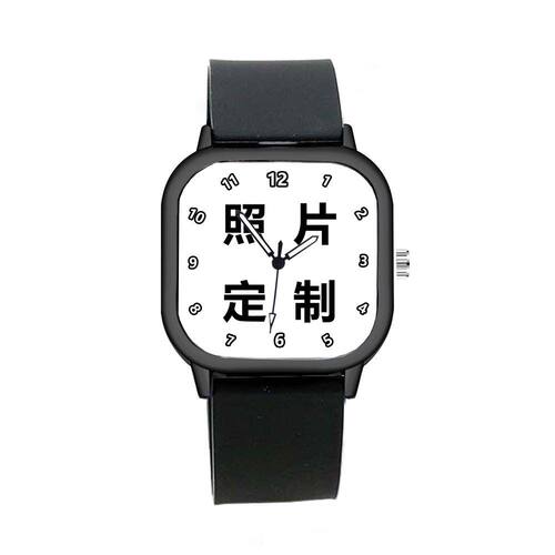 2024DIY方形手表男女学生照片订制刻字定制情侣来图定做节日数字