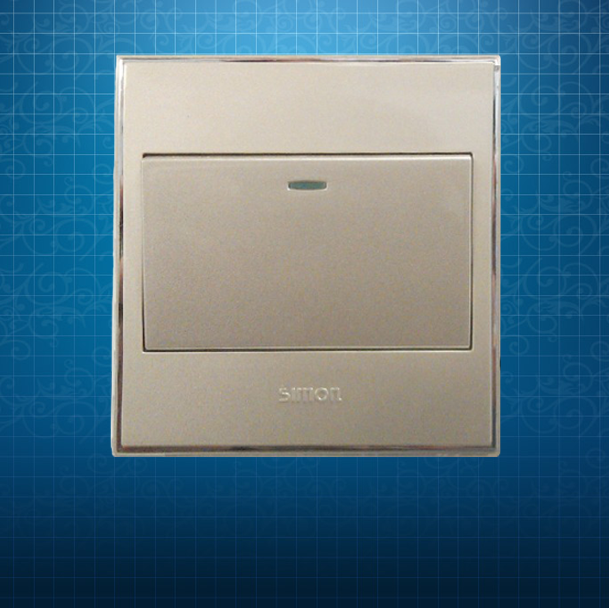 西蒙56系列香槟金一位多控开关单开三控一开中途开关 V51026BY-56