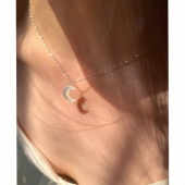 月亮是湖 925纯银珍珠母贝项链女简约气质ins风个性 锁骨链送礼物