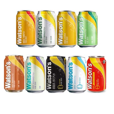 屈臣氏苏打汽水罐装柠檬草味干姜味汤力味莫吉托味原味盐味气泡水