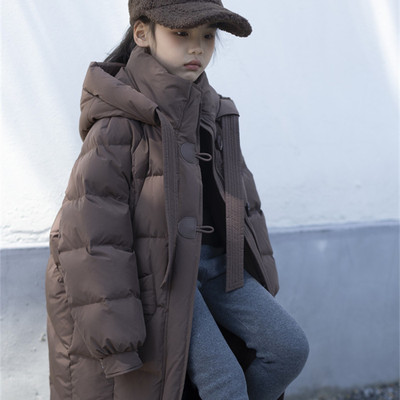 2025特价儿童羽绒服女童中长款宽松过膝加厚连帽冬装外套加厚保暖