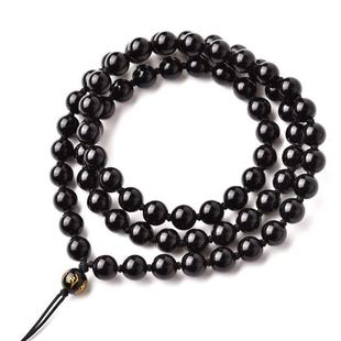 天然彩虹眼项链绳黑曜石吊坠挂绳男女款高档手工编织吊坠绳子6MM