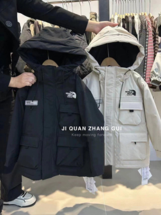 韩国精品儿童经典款户外连帽冲锋衣外套中大童百搭休闲工装风棉服