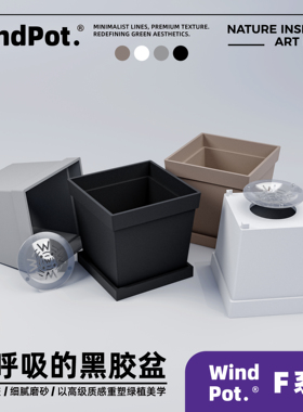 windpot F系列小黑方形花盆多肉花盆加厚小花盆万象盆矮款造景盆