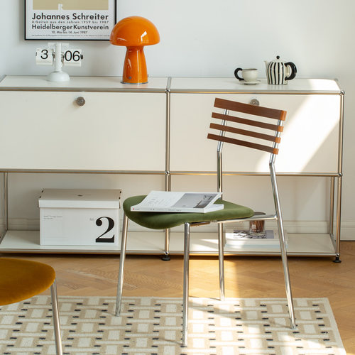 左为北欧轻奢现代靠背椅子小户型家用客厅复古餐桌椅简约实木餐椅