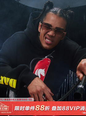 AFGK2023FW黑马季节·灭火器帽衫美式潮流字母印花休闲抽绳卫衣