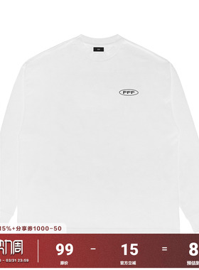 FFF纯色刺绣长袖T恤男潮流街头美式嘻哈基础款白色潮牌体恤打底衫