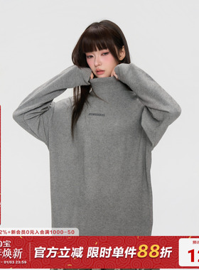 AFGK25FW德绒半高领长袖情侣早秋美式休闲简约上衣男女保暖打底衫