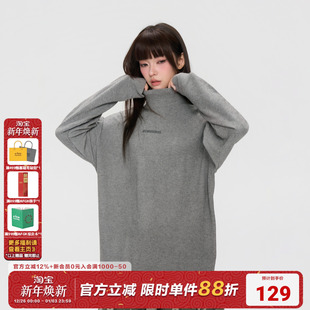 休闲简约上衣男女保暖打底衫 AFGK25FW德绒半高领长袖 情侣早秋美式