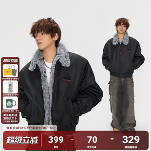 AFGK25FW美式 立领座山雕夹克棉服加绒加厚外套男女棉袄 仿貂毛冬季