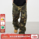 AFGK25SS美式 子 直筒宽松休闲cargo长裤 复古多口袋褶皱迷彩工装 裤