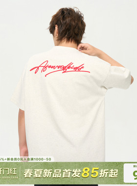 AFGK26SS草写刺绣纯棉短袖美式休闲情侣T恤男女宽松基础打底衫