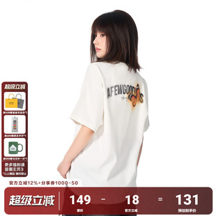 夏季 中性圆领印花上衣 国潮T恤男女美式 AFGK25SS光影蝴蝶渐变短袖