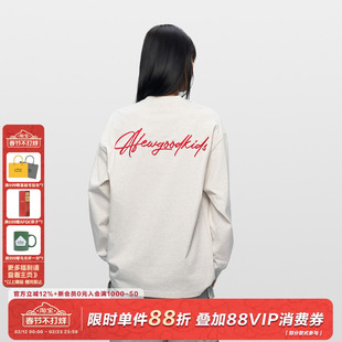 AFGK25FW草写字体刺绣长袖T恤美式春秋男女体恤休闲打底衫上衣