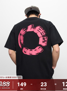 AFGK美式高街幻影环形LOGO短袖T恤夏季男女休闲国潮情侣半袖体恤