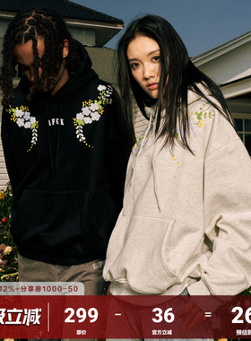 AFGK【花卉系列】雏菊连帽卫衣春秋美式街头刺绣印花情侣套头帽衫