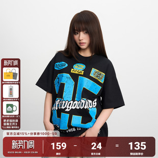 男女运动休闲半袖 AFGK25SS美式 T恤国潮夏季 短袖 体恤 复古做旧号码