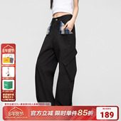 裤 春秋男女直筒宽松长裤 美式 AFGK25FW格纹拼接翻袋工装 复古休闲裤