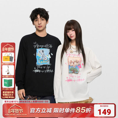AFGK25FW涂鸦字体小狗长袖T恤