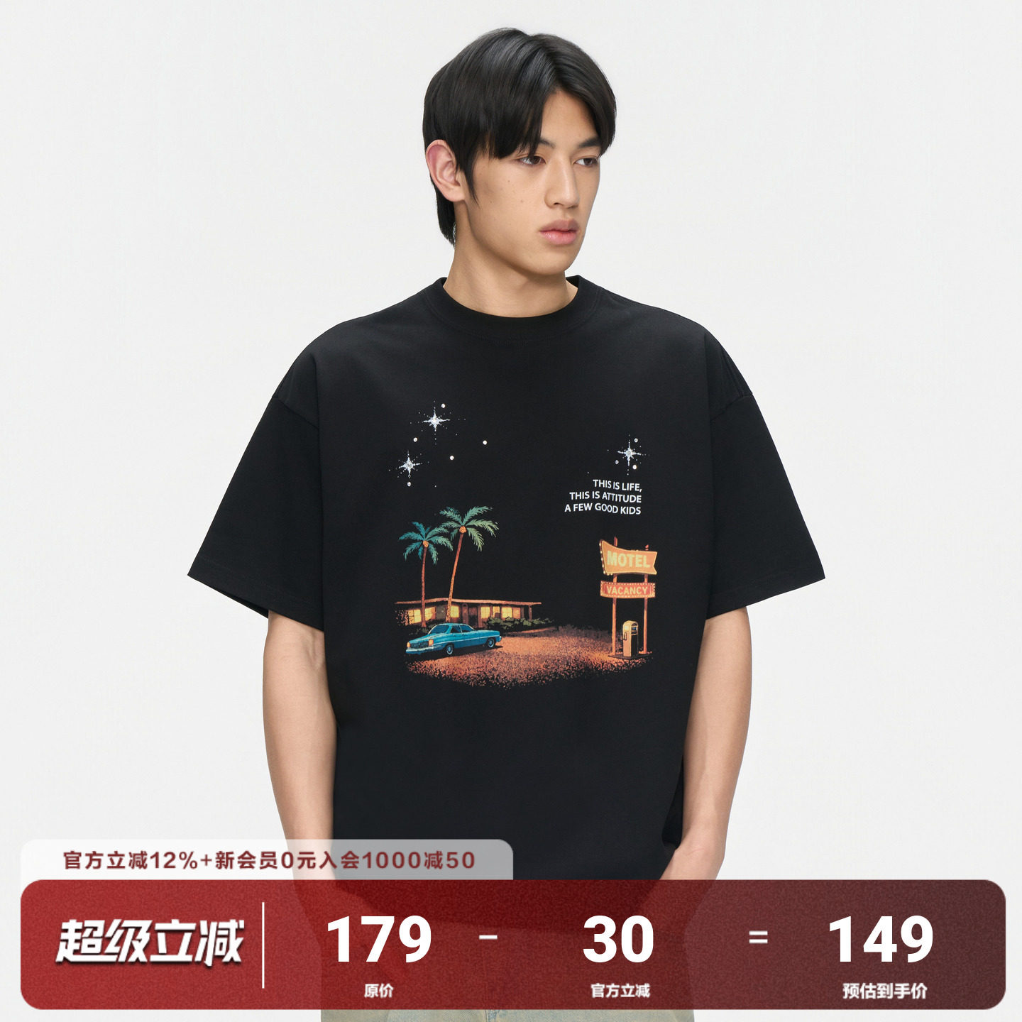 AFGK26SS做旧夜景印花短袖T恤图片