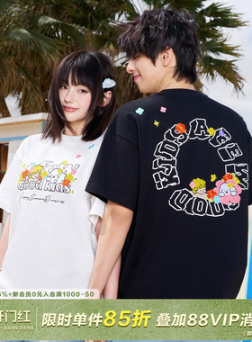 AFGK x Tombonia联名 小狗与天使刺绣短袖T恤夏季男女休闲情侣装