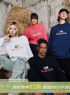 AFGK24FW美式天使撞色长袖T恤男女国潮纯棉情侣体恤春秋打底衫